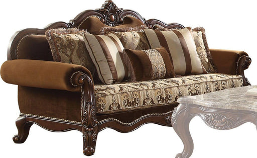 Acme Furniture Jardena Sofa with 6 Pillows in Cherry Oak 50655 - Levi's Discount Furniture (Vineland, NJ)