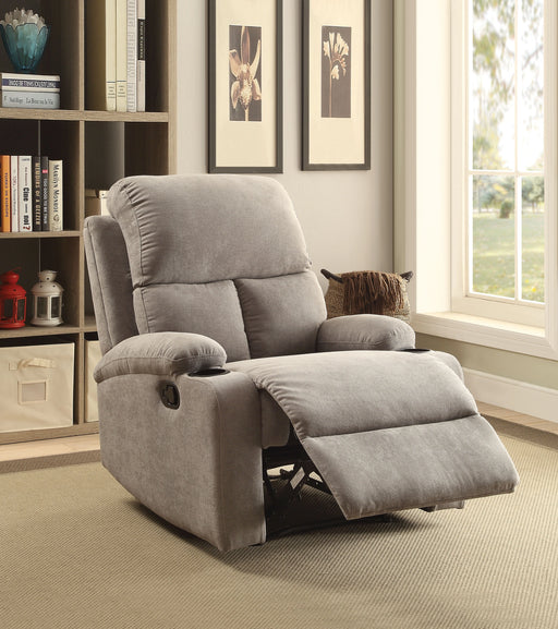 Rosia Gray Velvet Recliner (Motion) - Levi's Discount Furniture (Vineland, NJ)