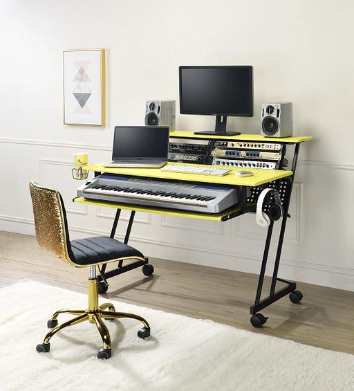Suitor Yellow & Black Computer Desk - Levi's Discount Furniture (Vineland, NJ)