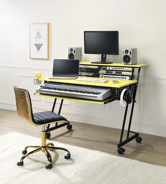 Suitor Yellow & Black Computer Desk - Levi's Discount Furniture (Vineland, NJ)