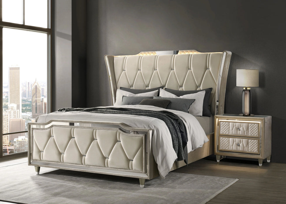 Lorient Wingback Bed with LED Lighting - Levi's Discount Furniture (Vineland, NJ)