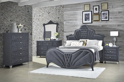 Dante Gray Velvet Queen Bed - Levi's Discount Furniture (Vineland, NJ)