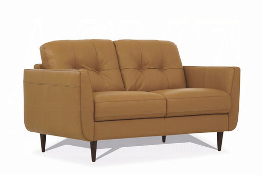 Radwan Camel Leather Loveseat - Levi's Discount Furniture (Vineland, NJ)