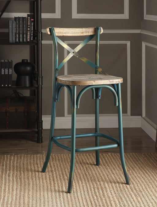 Zaire Antique Turquoise & Antique Oak Bar Chair (1Pc) - Levi's Discount Furniture (Vineland, NJ)