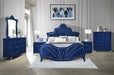 Dante Blue Velvet Eastern King Bed - Levi's Discount Furniture (Vineland, NJ)