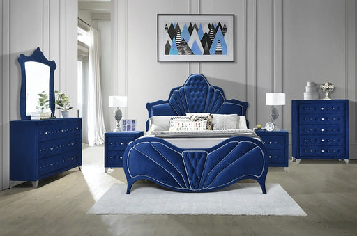 Dante Blue Velvet Eastern King Bed - Levi's Discount Furniture (Vineland, NJ)