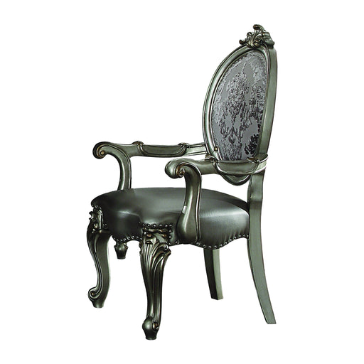 Versailles Silver PU & Antique Platinum Arm Chair - Levi's Discount Furniture (Vineland, NJ)