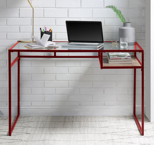 Yasin Red & Glass Desk - Levi's Discount Furniture (Vineland, NJ)