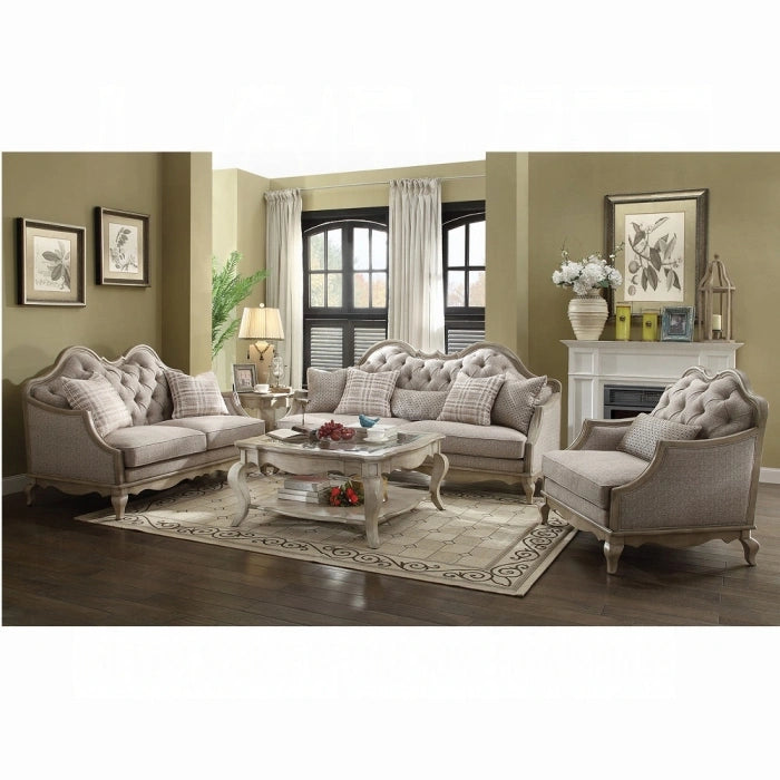 Chelmsford Beige Fabric & Antique Taupe Sofa w/5 Pillows - Levi's Discount Furniture (Vineland, NJ)