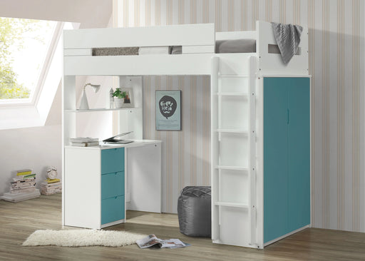 Nerice White & Teal Loft Bed - Levi's Discount Furniture (Vineland, NJ)
