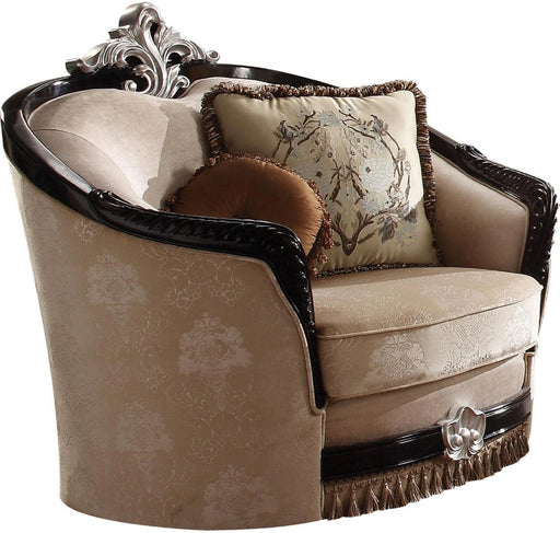 Acme Furniture Ernestine Chair with 2 Pillows in Tan and Black 52112 - Levi's Discount Furniture (Vineland, NJ)