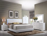 Lorimar White PU & Chrome Leg Queen Bed - Levi's Discount Furniture (Vineland, NJ)