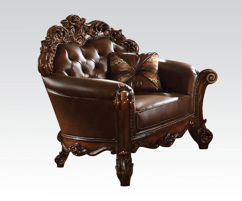 Acme Vendome Upholstered Chair with 1 Pillow in Cherry 52003 - Levi's Discount Furniture (Vineland, NJ)