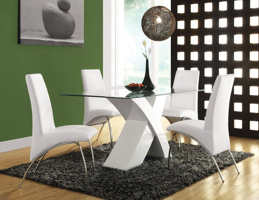 Pervis White & Clear Glass Dining Table - Levi's Discount Furniture (Vineland, NJ)