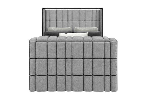Isabella Grey Bed with LED, TV Lift, Speaker and Fireplace