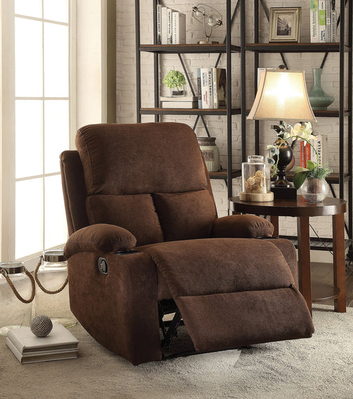 Rosia Chocolate Velvet Recliner (Motion) - Levi's Discount Furniture (Vineland, NJ)