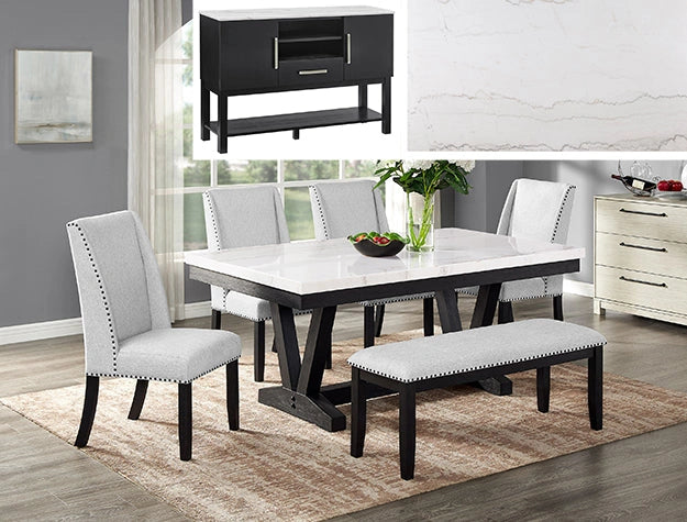 Varley Genuine Marble Dining Tbl - Levi's Discount Furniture (Vineland, NJ)