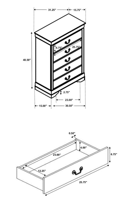 Louis Philippe 4 & 5 Piece Panel Bedroom Set with High Headboard E.king & Full - Levi's Discount Furniture (Vineland, NJ)