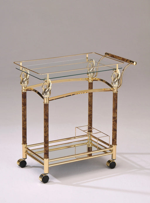 Helmut Gold Plated & Clear Glass - Tempered Serving Cart - Levi's Discount Furniture (Vineland, NJ)