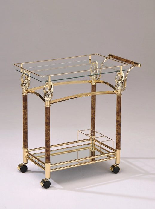 Helmut Gold Plated & Clear Glass - Tempered Serving Cart - Levi's Discount Furniture (Vineland, NJ)