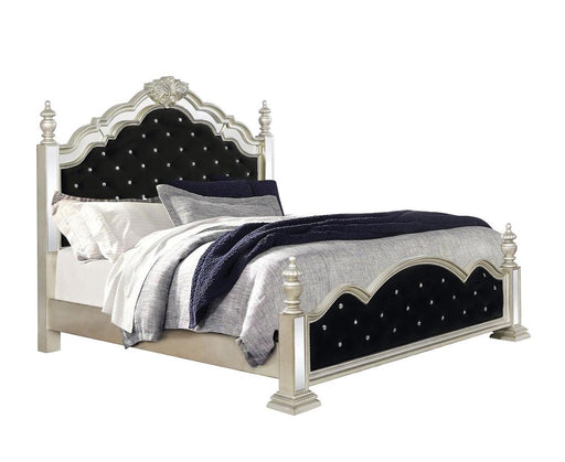 Heidi Queen Upholstered Poster Bed Metallic Platinum image