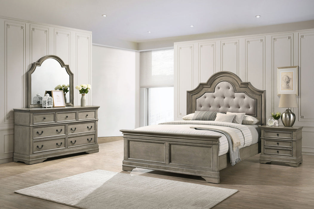 Manchester Bedroom Set with Upholstered Arched Headboard Wheat