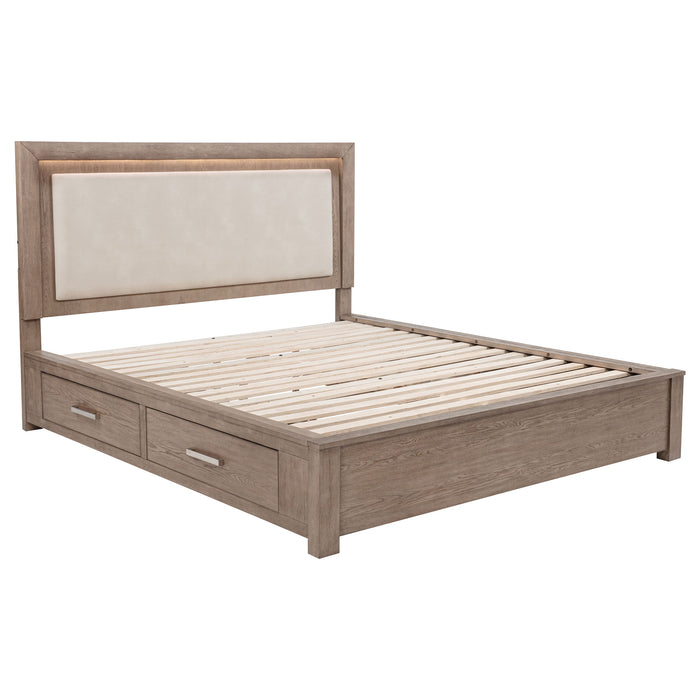 Kenora Panel Platform Storage Bed with LED Lighting - Levi's Discount Furniture (Vineland, NJ)