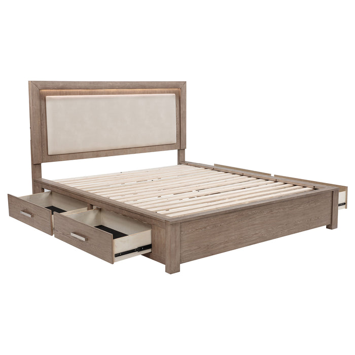 Kenora Panel Platform Storage Bed with LED Lighting - Levi's Discount Furniture (Vineland, NJ)