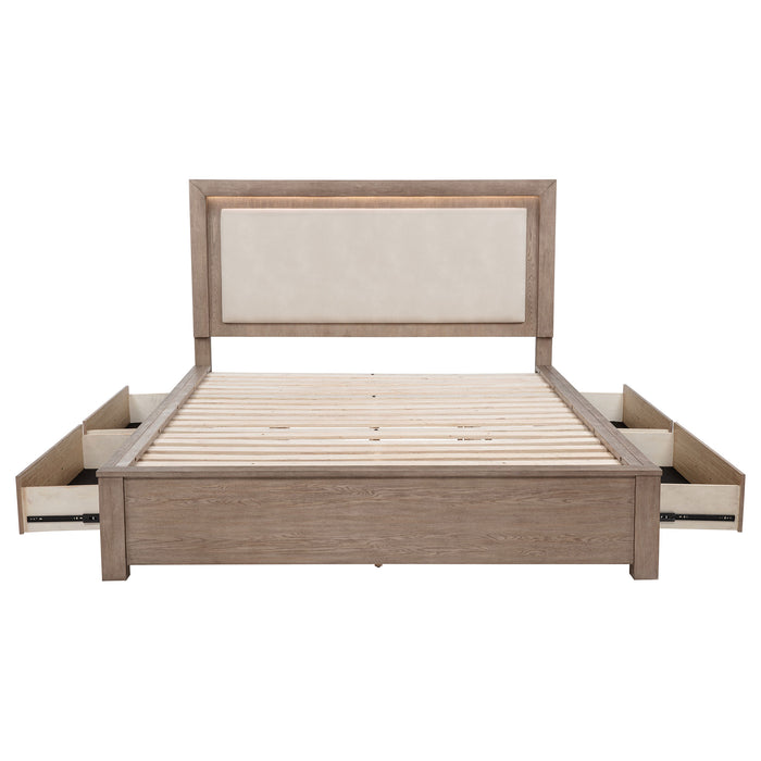 Kenora Panel Platform Storage Bed with LED Lighting - Levi's Discount Furniture (Vineland, NJ)