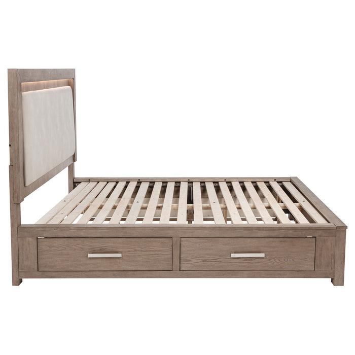 Kenora Panel Platform Storage Bed with LED Lighting - Levi's Discount Furniture (Vineland, NJ)