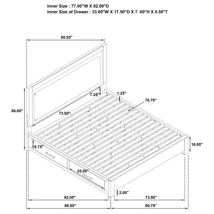 Kenora Panel Platform Storage Bed with LED Lighting - Levi's Discount Furniture (Vineland, NJ)
