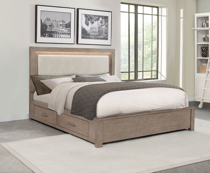 Kenora Panel Platform Storage Bed with LED Lighting - Levi's Discount Furniture (Vineland, NJ)