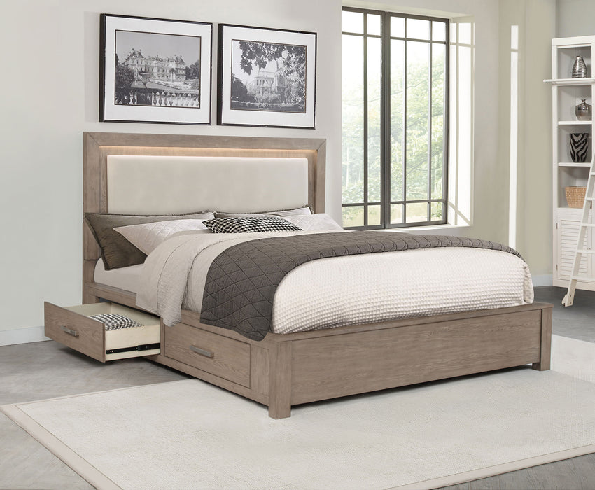 Kenora Panel Platform Storage Bed with LED Lighting - Levi's Discount Furniture (Vineland, NJ)