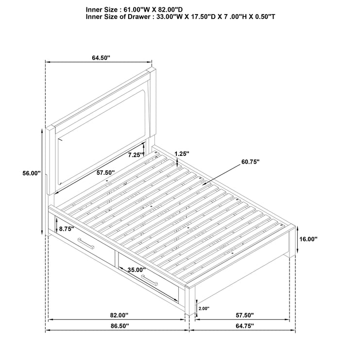 Kenora Panel Platform Storage Bed with LED Lighting - Levi's Discount Furniture (Vineland, NJ)