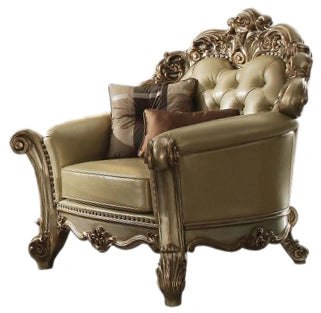 Acme Vendome Chair w/ 2 Pillows in Gold Patina 53002 - Levi's Discount Furniture (Vineland, NJ)
