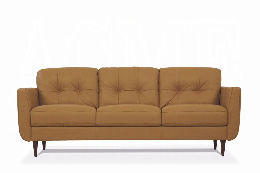 Radwan Camel Leather Sofa - Levi's Discount Furniture (Vineland, NJ)