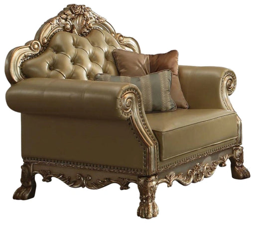 Acme Dresden Chair w/ 2 Pillows in Gold Patina 53162 - Levi's Discount Furniture (Vineland, NJ)