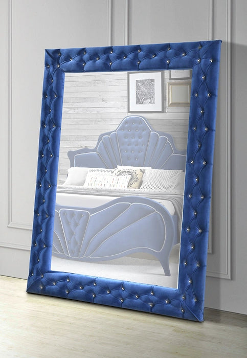 Dante Blue Velvet Accent Floor Mirror - Levi's Discount Furniture (Vineland, NJ)