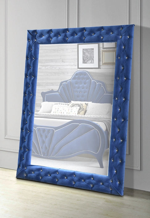 Dante Blue Velvet Accent Floor Mirror - Levi's Discount Furniture (Vineland, NJ)