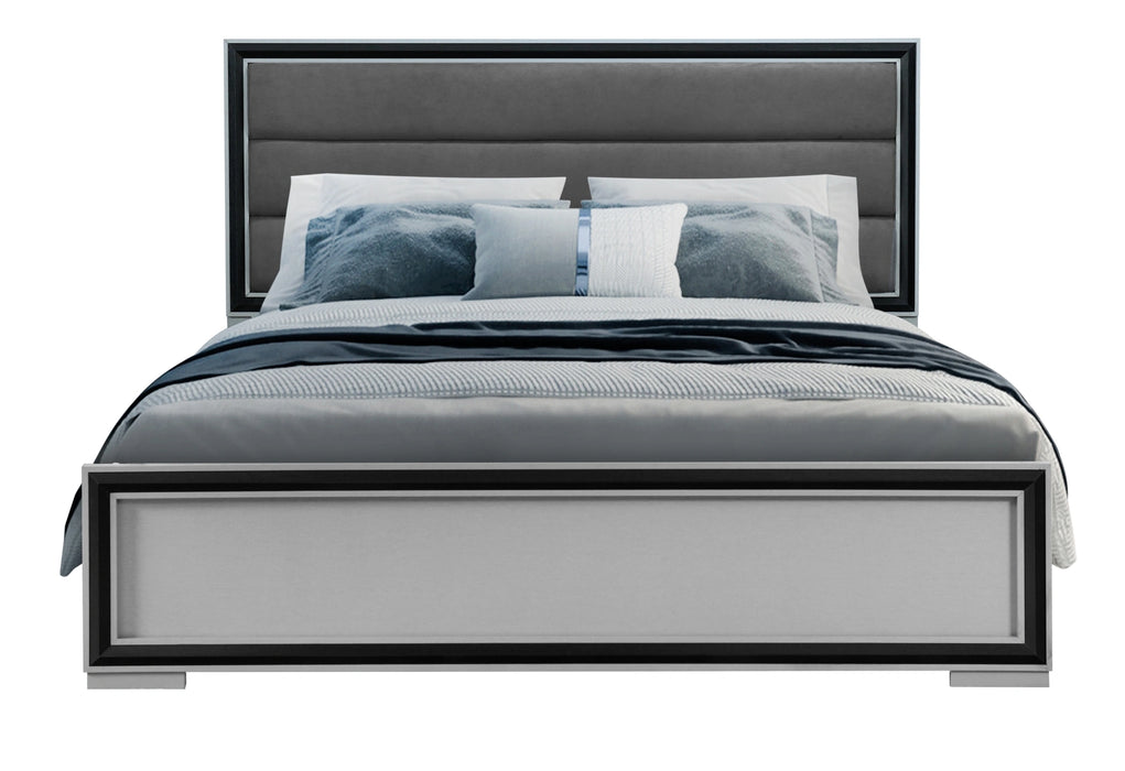 Amelia Grey Black Bed Group with LED