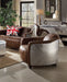 Brancaster Retro Brown Top Grain Leather & Aluminum Chair - Levi's Discount Furniture (Vineland, NJ)