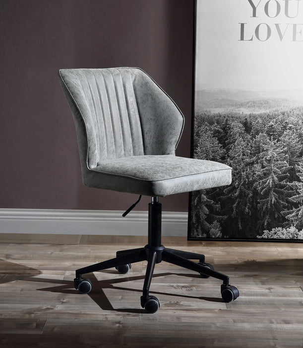 Pakuna Vintage Gray PU & Black Office Chair - Levi's Discount Furniture (Vineland, NJ)