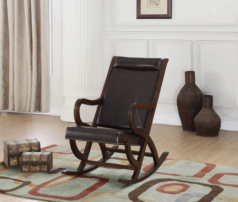 Triton Espresso PU & Walnut Rocking Chair - Levi's Discount Furniture (Vineland, NJ)
