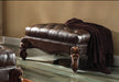 Versailles 2-Tone Dark Brown PU & Cherry Oak Ottoman - Levi's Discount Furniture (Vineland, NJ)