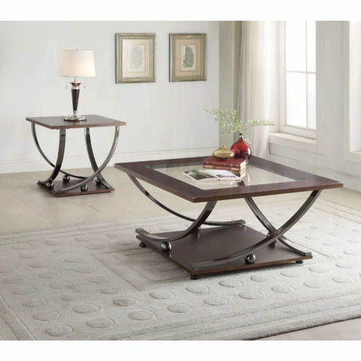 Isiah Black Nickel & Clear Glass Coffee Table - Levi's Discount Furniture (Vineland, NJ)