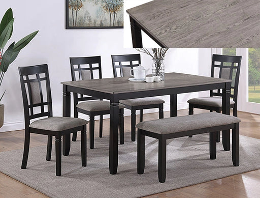 Paige 6Pk Dining Set W/Bench L.Grey - Levi's Discount Furniture (Vineland, NJ)