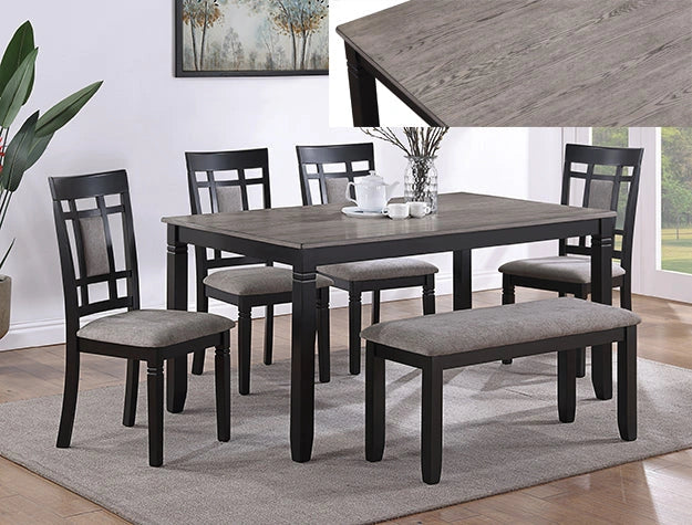 Paige 6Pk Dining Set W/Bench L.Grey - Levi's Discount Furniture (Vineland, NJ)