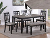 Paige 6Pk Dining Set W/Bench L.Grey - Levi's Discount Furniture (Vineland, NJ)