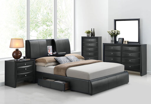 Kofi Black PU Eastern King Bed - Levi's Discount Furniture (Vineland, NJ)