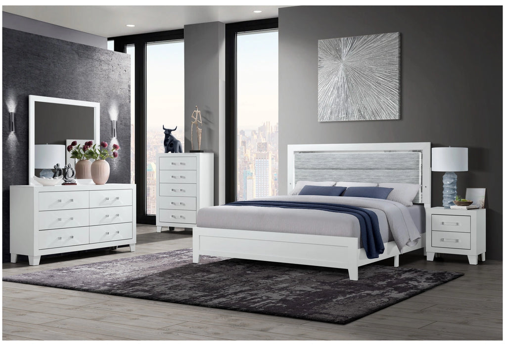 Luccia White Bed Group with LED